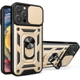 thumbnail image 1 of Phone Case for iPhone 14 Pro Max with Slide Camera Window, Heavy Duty Protection Phone Cover Case with Ring Kickstand for iPhone 14 Pro Max      Gold, 1 of 10