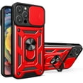 thumbnail image 1 of Phone Case for iPhone 14 Pro Max with Slide Camera Window, Heavy Duty Protection Phone Cover Case with Ring Kickstand for iPhone 14 Pro Max      Red, 1 of 9