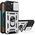 thumbnail image 1 of Phone Case for iPhone 14 Pro with Slide Camera Window, Heavy Duty Protection Phone Cover Case with Ring Kickstand for iPhone 14 Pro      Silver, 1 of 10