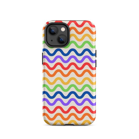 Phone Case for iPhone 14 - Wavy Rainbow Groove
