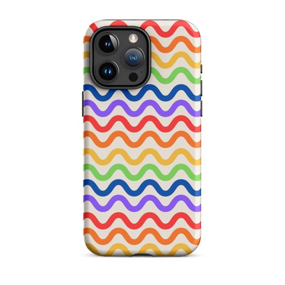 Phone Case for iPhone 15 Pro Max - Wavy Rainbow Groove