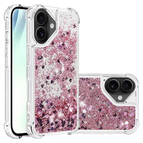 Phone Case for iPhone 17 Cover Sparkle Glitter Floating Liquid Quicksand Shockproof Soft Silicone TPU Bumper Protective Cover for iPhone 17 Case, S1