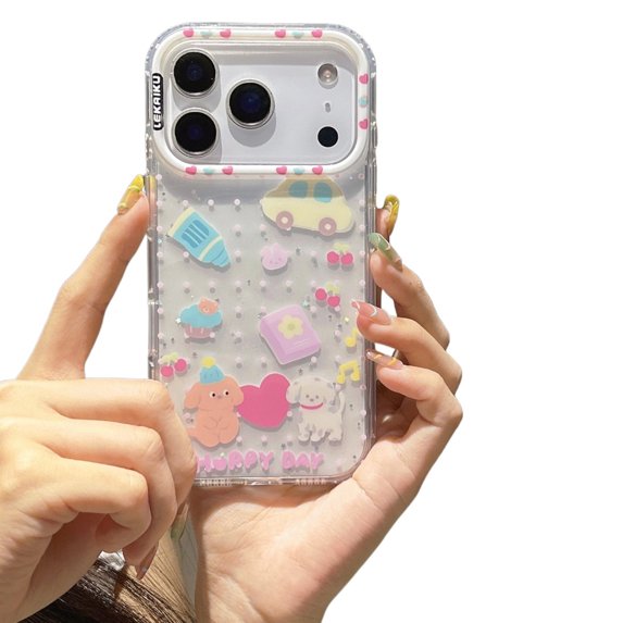Phone Case for iPhone 17 Pro Max,Anti-drop,Scratch-resistant,Cute TPU Clear Phone Cover with Cartoon Pattern for Women Gift