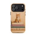 Phone Case for iPhone 17 Pro Max - Cozy Kitten & Vintage Books Design ...