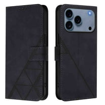 Phone Case for iPhone 17 Pro Wallet PU Leather Case with Card Slots Kickstand Shockproof Magnetic Flip Phone Cover, Black