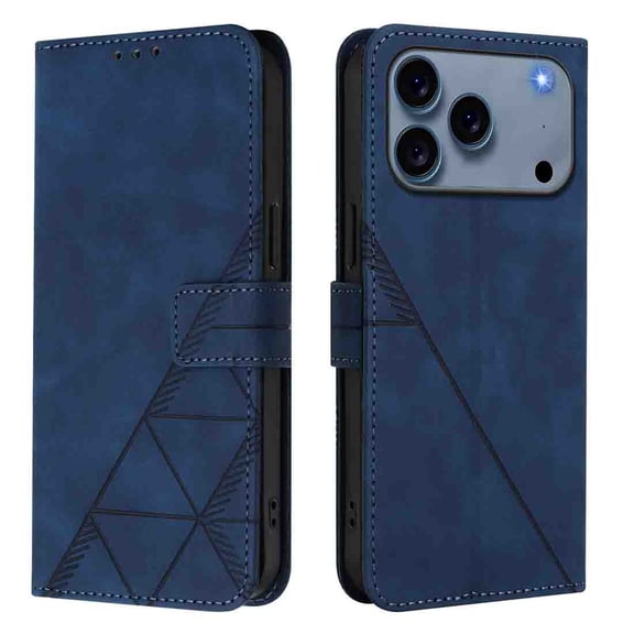 Phone Case for iPhone 17 Pro Wallet PU Leather Case with Card Slots Kickstand Shockproof Magnetic Flip Phone Cover, Blue