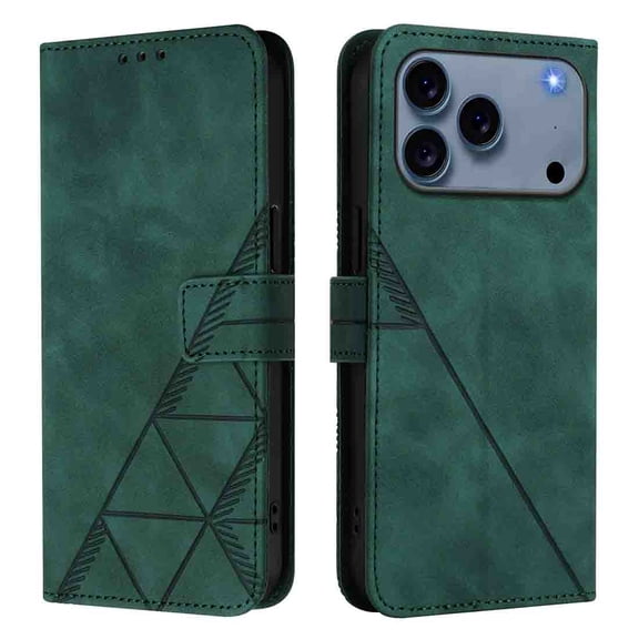 Phone Case for iPhone 17 Pro Wallet PU Leather Case with Card Slots Kickstand Shockproof Magnetic Flip Phone Cover, Green