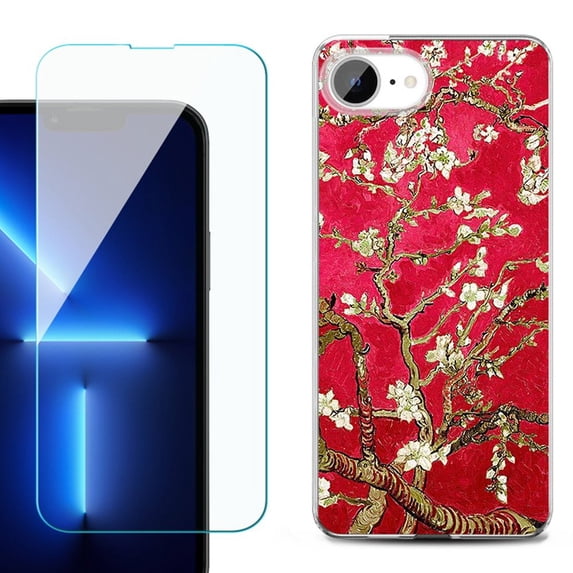 Phone Case for iPhone 17e, with Screen Protector, by OneToughShield - Almond Blossom Red