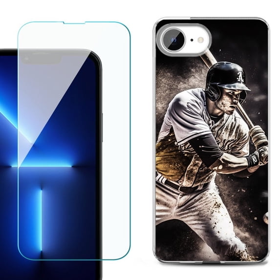 Phone Case for iPhone 17e, with Screen Protector, by OneToughShield - Baseball Player