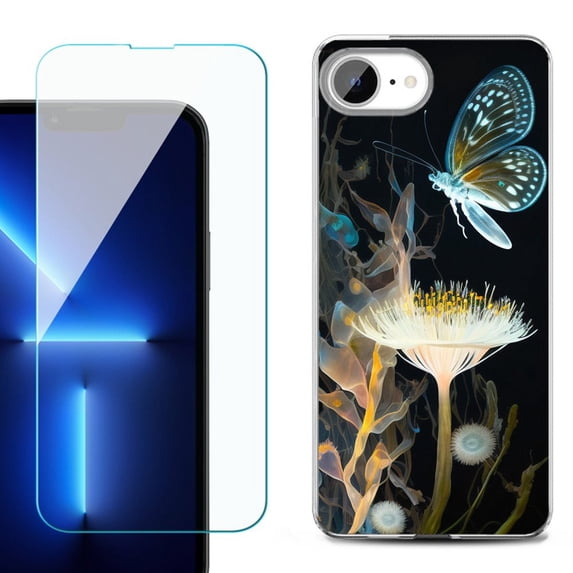 Phone Case for iPhone 17e, with Screen Protector, by OneToughShield - Butterfly Translucent