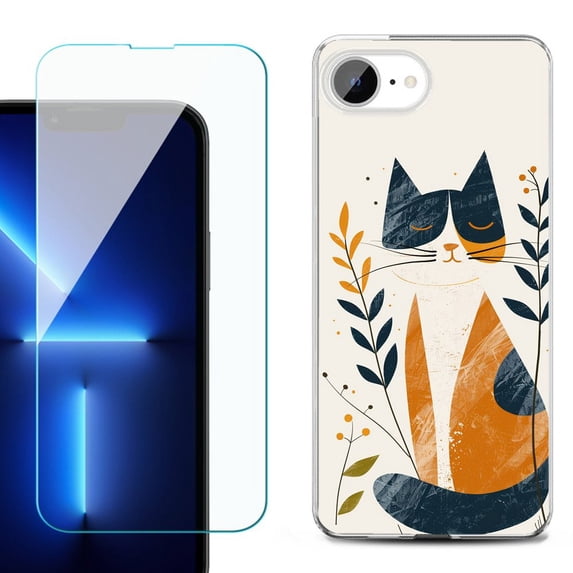 Phone Case for iPhone 17e, with Screen Protector, by OneToughShield - Calm Cat