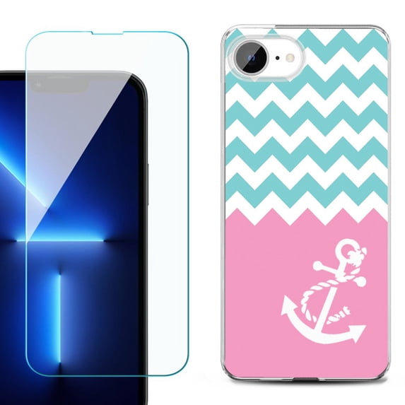 Phone Case for iPhone 17e, with Screen Protector, by OneToughShield - Chevron/Anchor