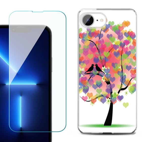 Phone Case for iPhone 17e, with Screen Protector, by OneToughShield - Color Hearts Tree