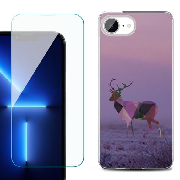Phone Case for iPhone 17e, with Screen Protector, by OneToughShield - Deer/Polygon