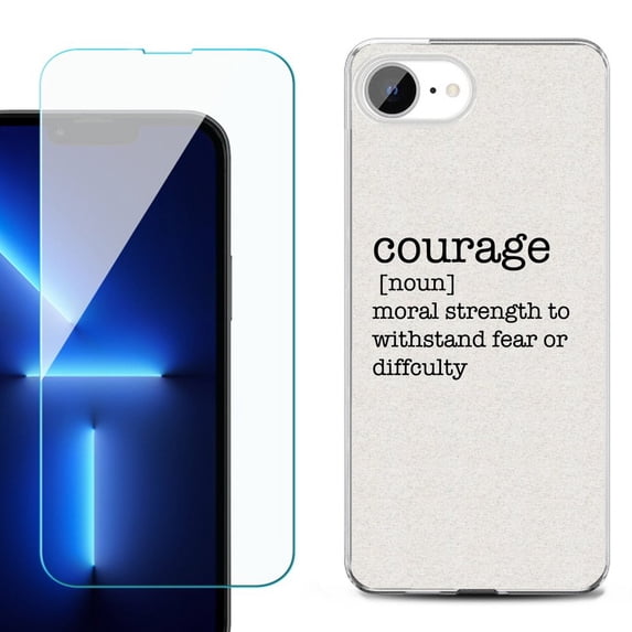 Phone Case for iPhone 17e, with Screen Protector, by OneToughShield - Dictionary/Courage