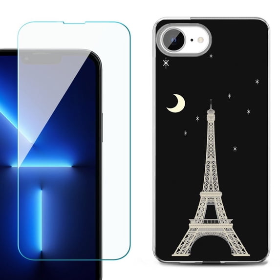 Phone Case for iPhone 17e, with Screen Protector, by OneToughShield - Eiffel Tower Moon