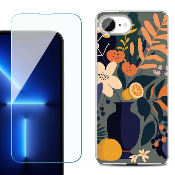 Phone Case for iPhone 17e, with Screen Protector, by OneToughShield - Flower Art