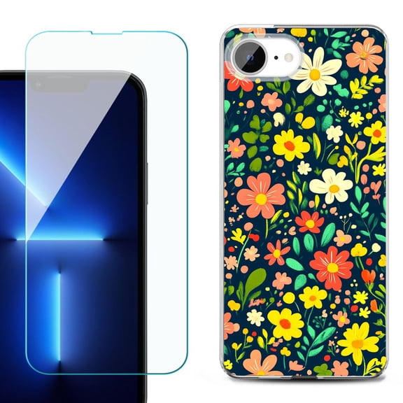Phone Case for iPhone 17e, with Screen Protector, by OneToughShield - Flower Symphony
