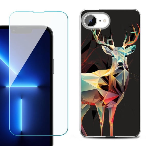 Phone Case for iPhone 17e, with Screen Protector, by OneToughShield - Geometric Deer