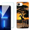thumbnail image 1 of Phone Case for iPhone 17e, with Screen Protector, by OneToughShield - Giraffe Sunset, 1 of 5