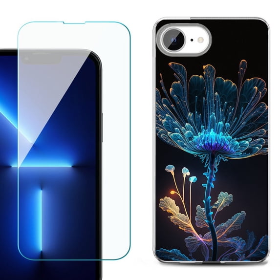 Phone Case for iPhone 17e, with Screen Protector, by OneToughShield - Glowing Flower