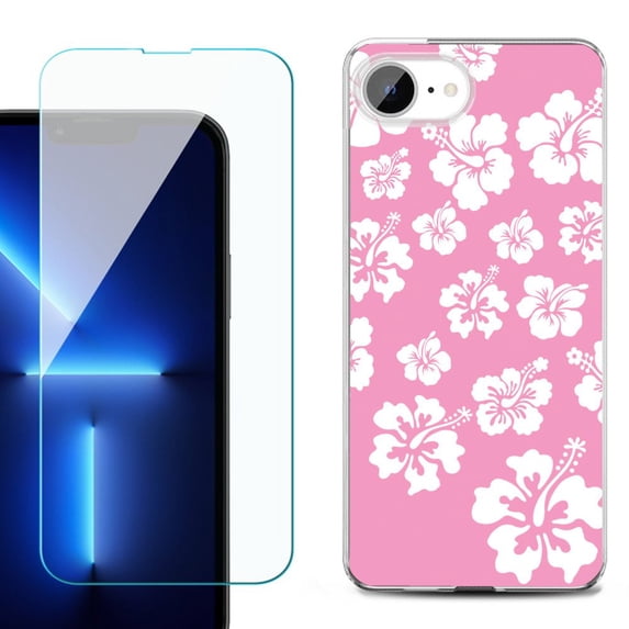 Phone Case for iPhone 17e, with Screen Protector, by OneToughShield - Hibiscus Pink