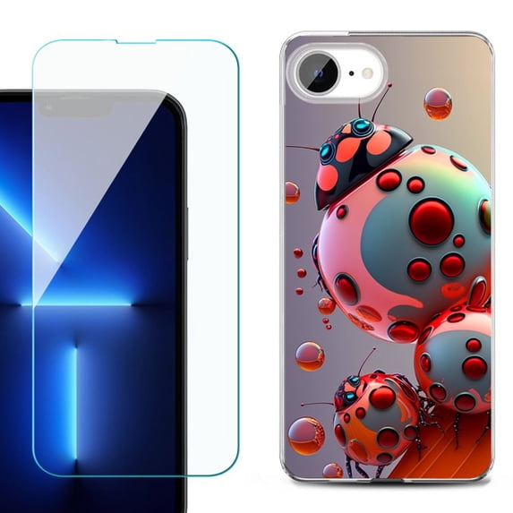 Phone Case for iPhone 17e, with Screen Protector, by OneToughShield - Ladybug Robot