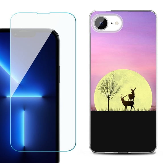 Phone Case for iPhone 17e, with Screen Protector, by OneToughShield - Moonlight Deer