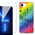 thumbnail image 1 of Phone Case for iPhone 17e, with Screen Protector, by OneToughShield - Music Notes / Rainbow, 1 of 5