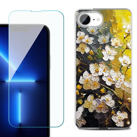 Phone Case for iPhone 17e, with Screen Protector, by OneToughShield - Plum Flower