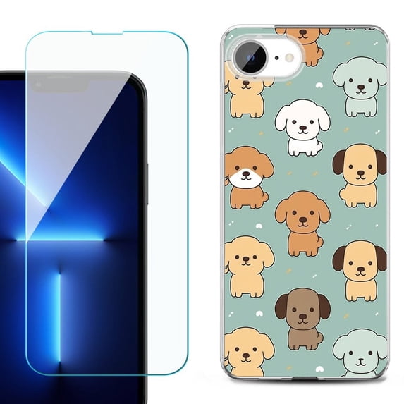 Phone Case for iPhone 17e, with Screen Protector, by OneToughShield - Puppies