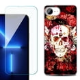 thumbnail image 1 of Phone Case for iPhone 17e, with Screen Protector, by OneToughShield - Rose Skull, 1 of 5