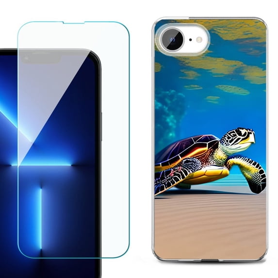 Phone Case for iPhone 17e, with Screen Protector, by OneToughShield - Sea Turtle Beach