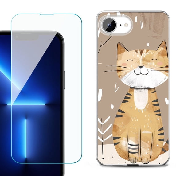 Phone Case for iPhone 17e, with Screen Protector, by OneToughShield - Smiling Cat