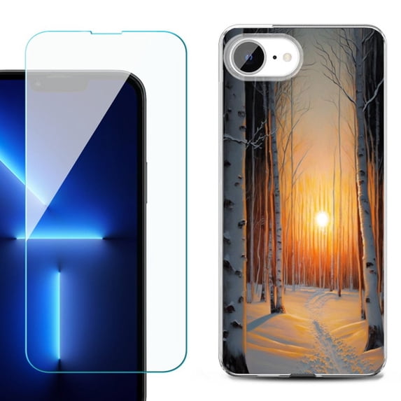 Phone Case for iPhone 17e, with Screen Protector, by OneToughShield - Snow Forest