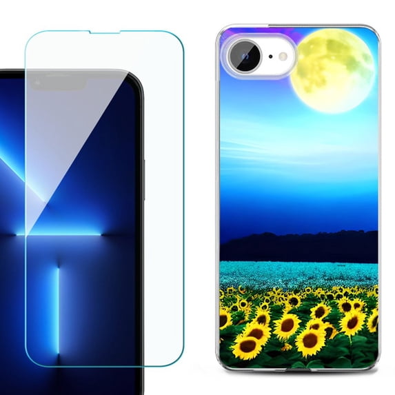 Phone Case for iPhone 17e, with Screen Protector, by OneToughShield - Sunflower Moon
