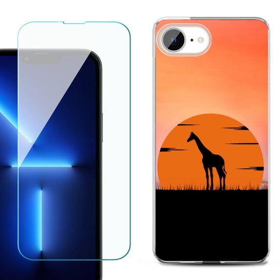 Phone Case for iPhone 17e, with Screen Protector, by OneToughShield - Sunset Giraffe