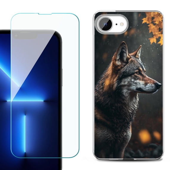 Phone Case for iPhone 17e, with Screen Protector, by OneToughShield - Wolf Autumn