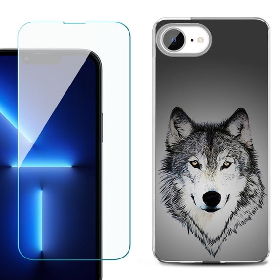 Phone Case for iPhone 17e, with Screen Protector, by OneToughShield - Wolf Face