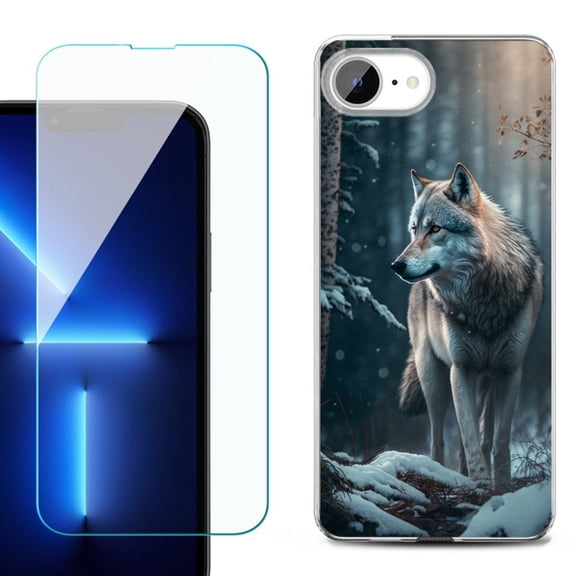 Phone Case for iPhone 17e, with Screen Protector, by OneToughShield - Wolf Winter