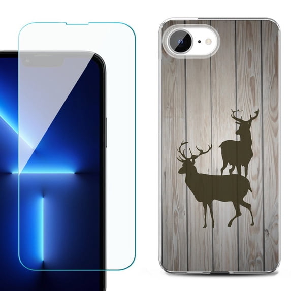Phone Case for iPhone 17e, with Screen Protector, by OneToughShield - Wood/Deer