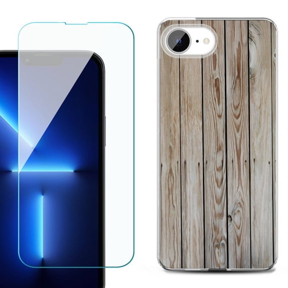 Phone Case for iPhone 17e, with Screen Protector, by OneToughShield - Wood Print