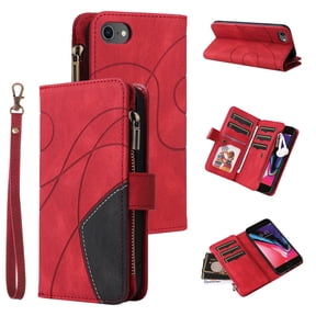 Phone Case for iPhone SE 2020, Zipper Storage Bag 9 Card Slots Shockproof Wallet Cover for iPhone SE 2020