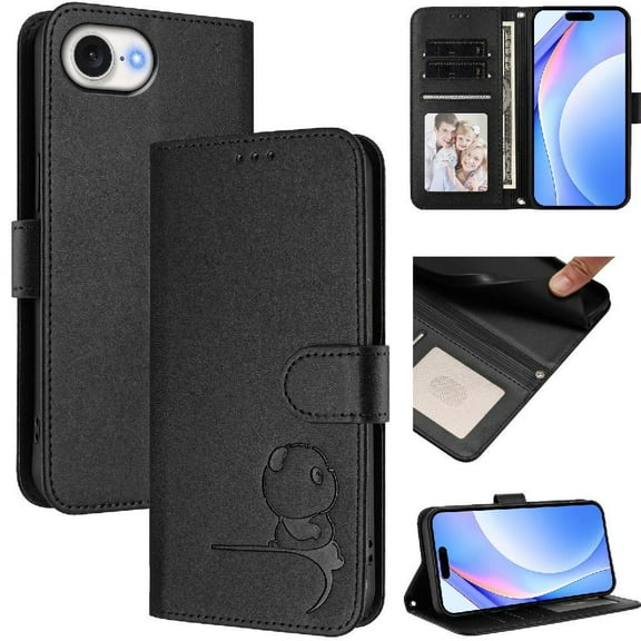 Phone Case for iphone 16e Magnetic Card Slots Holder Kickstand Rfid Blocking Pu Leather Flip Folio