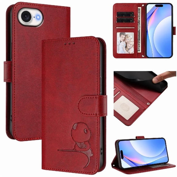 Phone Case for iphone 16e Magnetic Card Slots Holder Kickstand Rfid Blocking Pu Leather Flip Folio