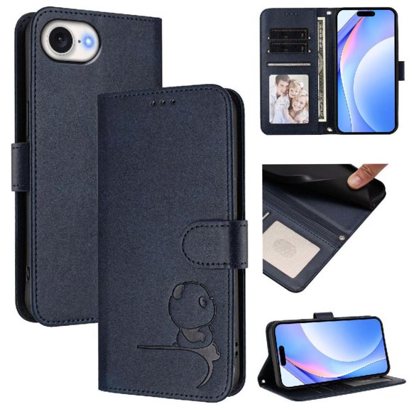 Phone Case for iphone 16e Magnetic Card Slots Holder Kickstand Rfid Blocking Pu Leather Flip Folio
