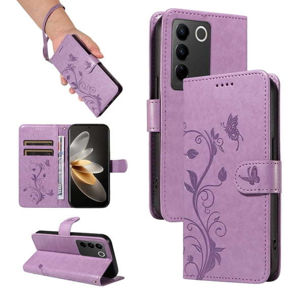 Phone Case for vivo S16 5G, PU Leather Card Slots with Kickstand Function Shockproof Wallet Cover for vivo S16 5G