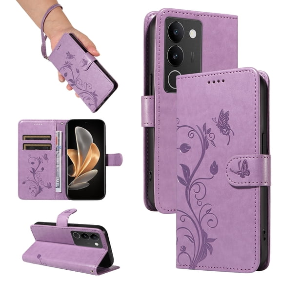 Phone Case for vivo V29 5G, PU Leather Card Slots with Kickstand Function Shockproof Wallet Cover for vivo V29 5G
