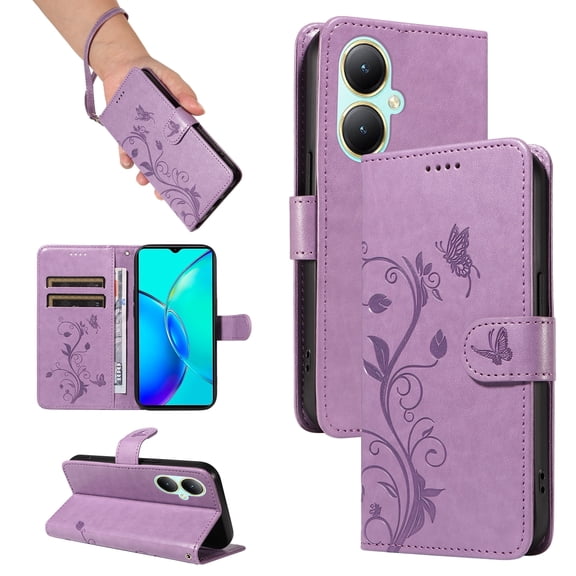 Phone Case for vivo Y27 4G, PU Leather Card Slots with Kickstand Function Shockproof Wallet Cover for vivo Y27 4G