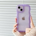 thumbnail image 1 of Phone Case for iPhone 11 Case,Transparent Clear Solid Color Curly Wave Frame Soft Silicone Shockproof Protective TPU Case for iPhone 11 Phone Case,Purple, 1 of 11